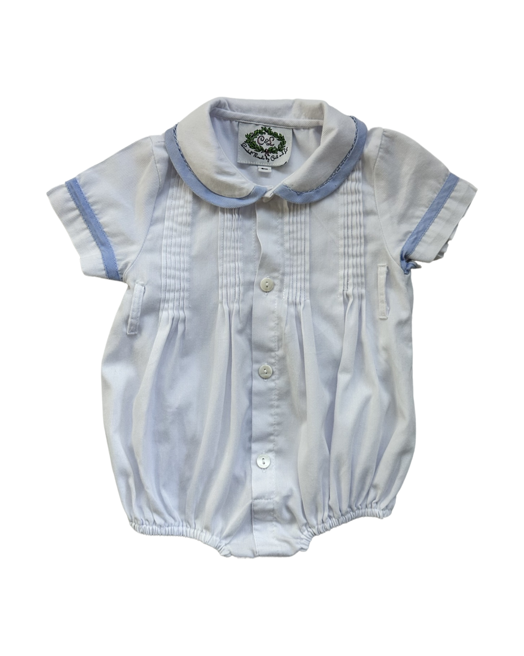 6M Baby Boy Cecil & Lou White / Blue Collared Bubble