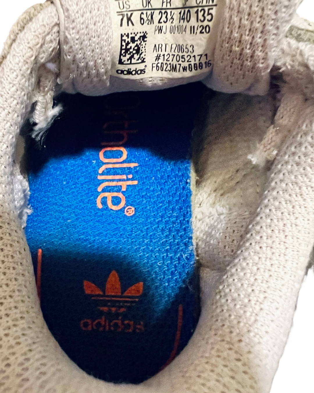 7C Toddler Boy / Girl Orange and Blue Adidas Ortholite Shell Toe Shoes