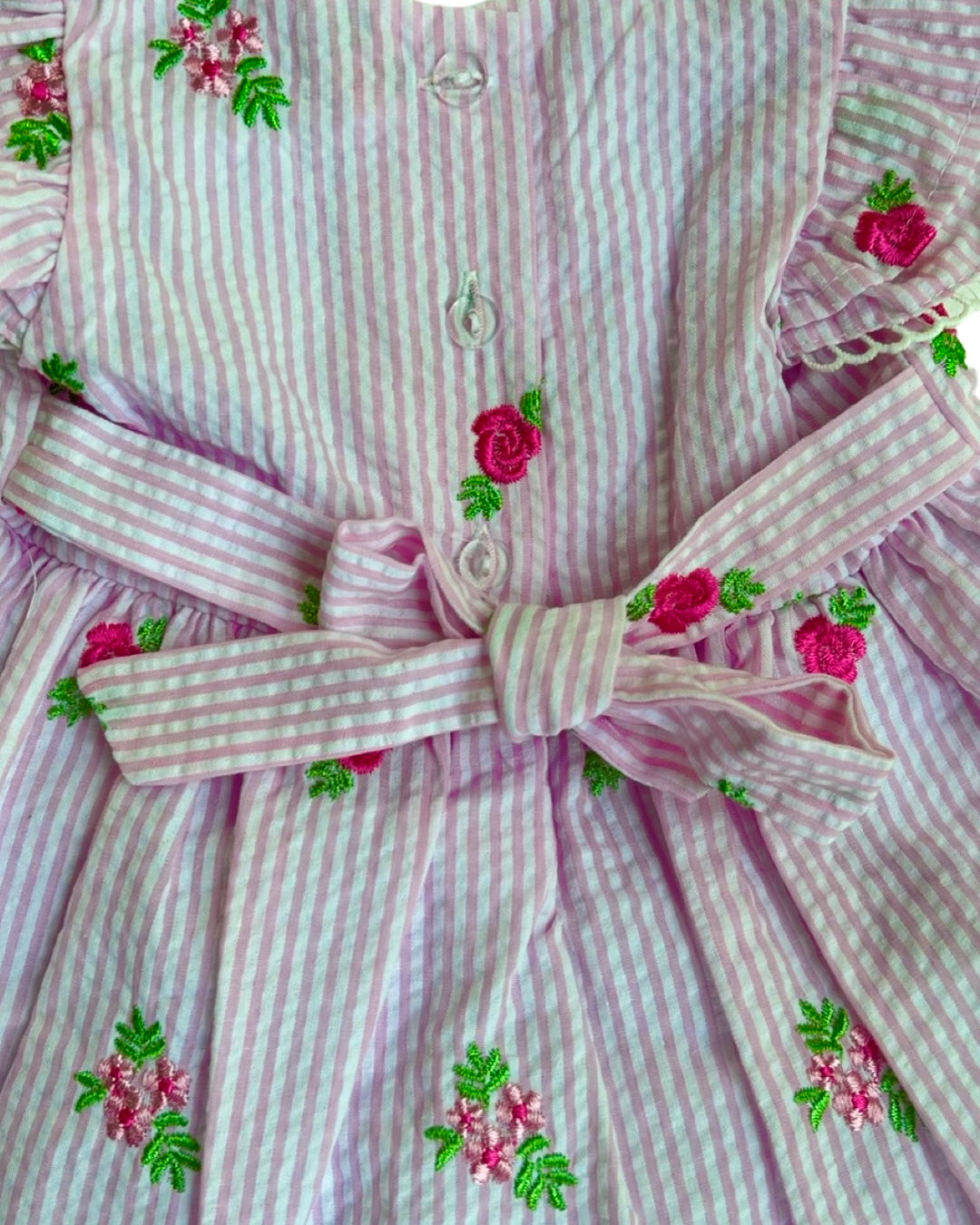 3-6M Baby Girl Pink Seersucker Rare Editions Dress w/ Bloomers