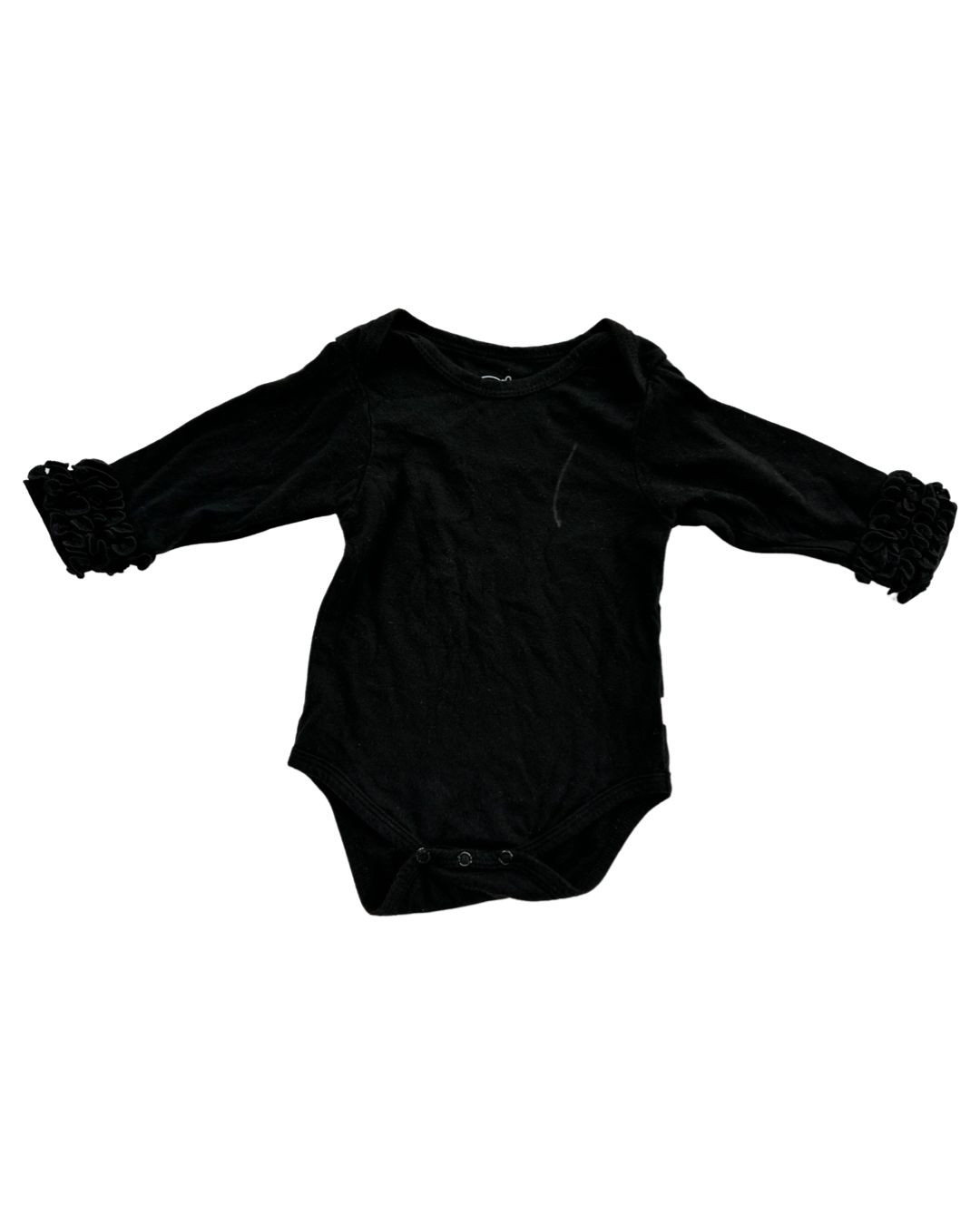6-12M Baby Girl Black Rufflebutts Long Sleeve Onesie
