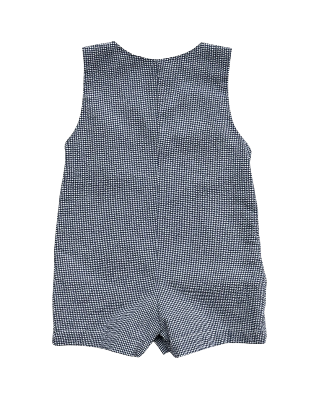 18M Baby Boy Classy Couture Smocked Blue Gingham Pirate Romper Shortall