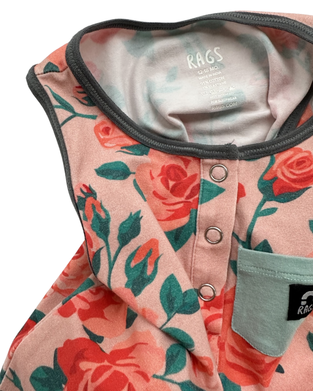 12M-18M Baby Girl Pink Floral RAGS to Raches Romper