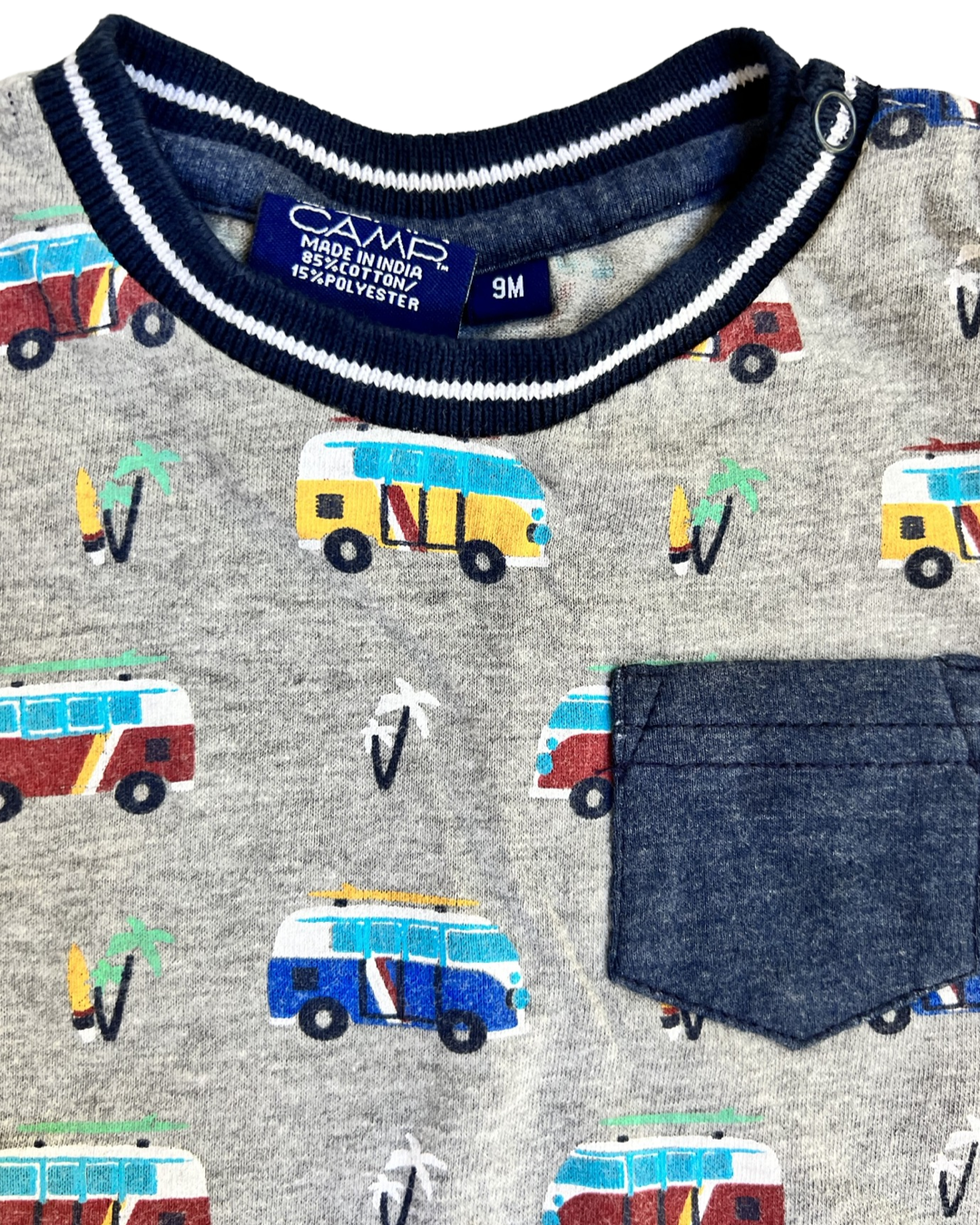9M Baby Boy Bear Camp Surfer Van Romper