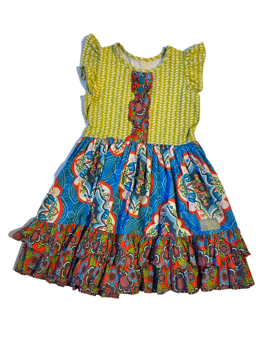 Girls Size 7Y / 8Y Eleanor Rose Multicolored Floral Rhonda Fiesta Dress