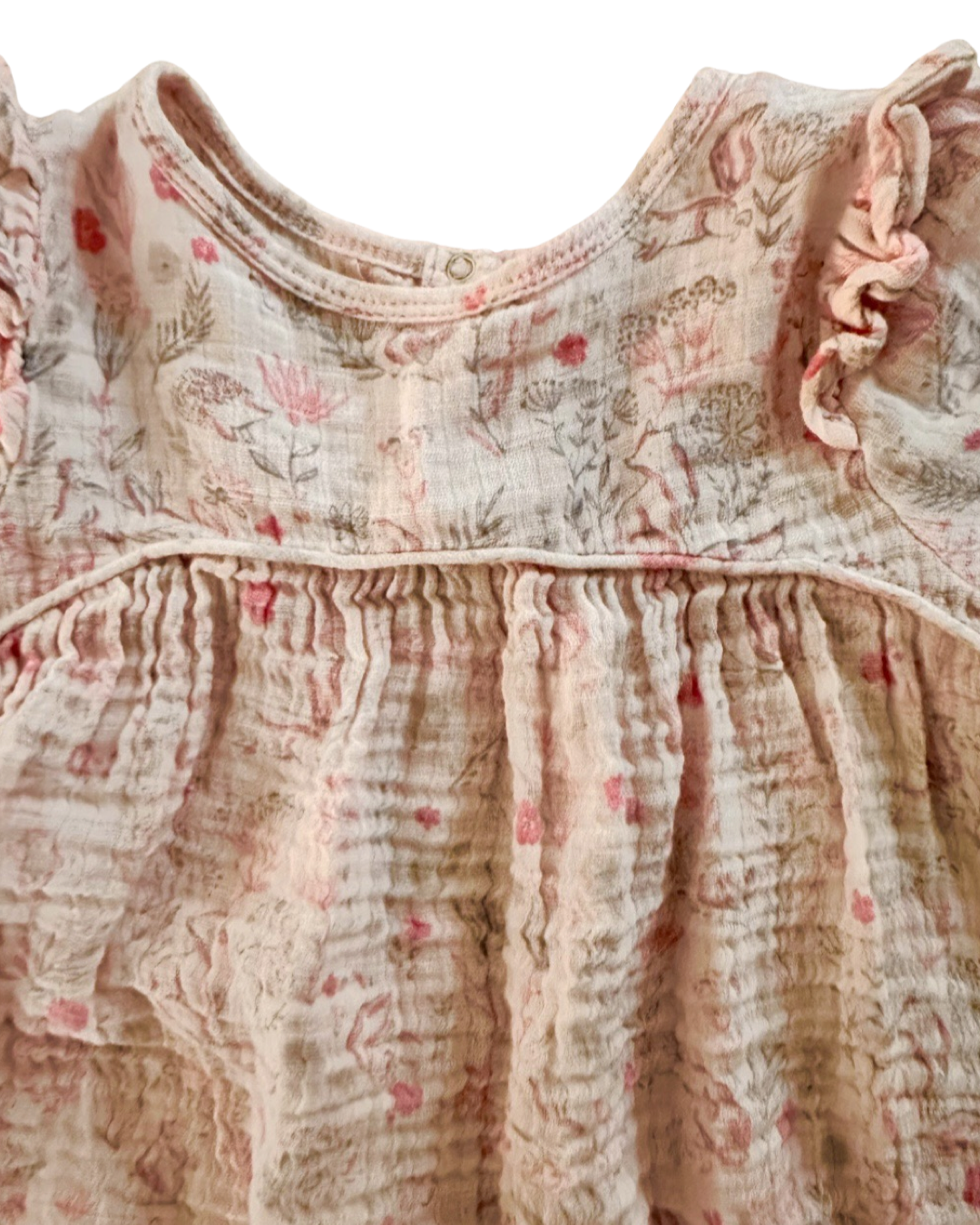 18M-24M Baby Girl Angel Dear Pink Muslin Woodland Animals Dress