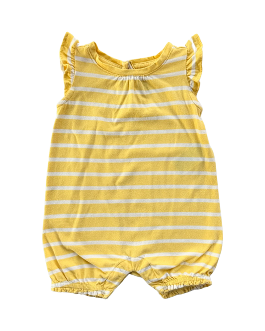 3-6M Baby Girl Baby Gap Yellow & White Striped Romper