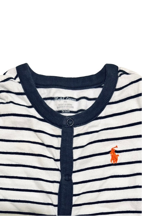 9M Baby Boy Navy / White Stripe Ralph Lauren Romper