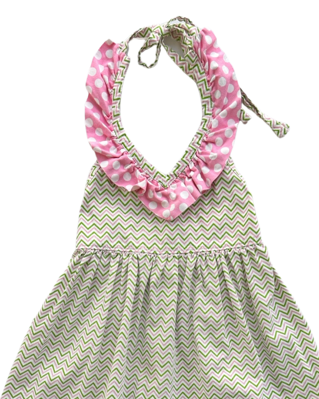 3T Toddler / 4T Toddler Girl Pink & Green Chevron Halter Top Dress