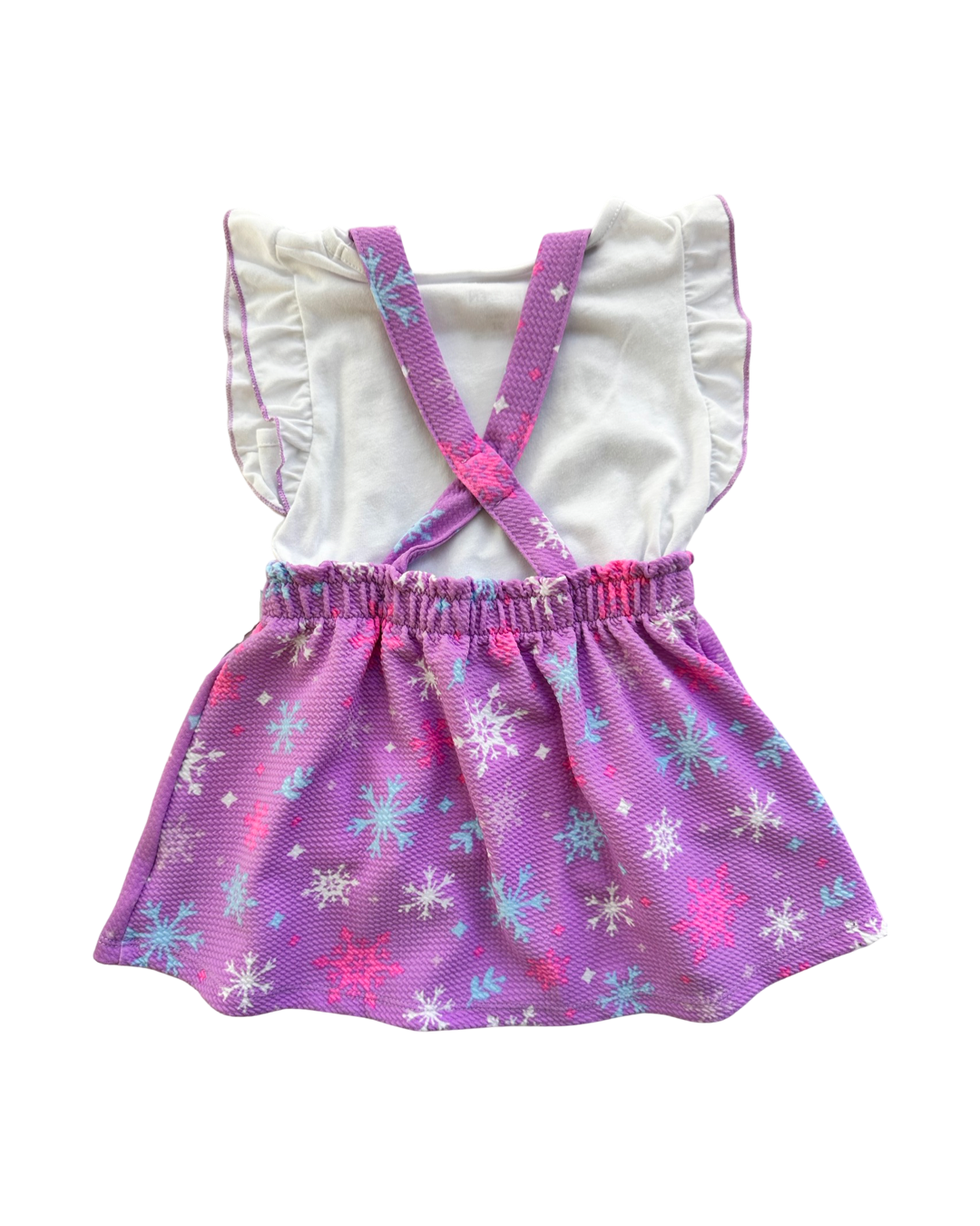 2T Toddler Girl Disney Frozen Elsa Purple Jumper Skirt with White Top