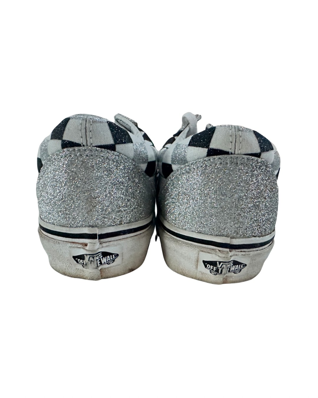 Men’s Size 8 / Women’s Size 9.5 Silver Glitter Checkered Vans Skater Shoes