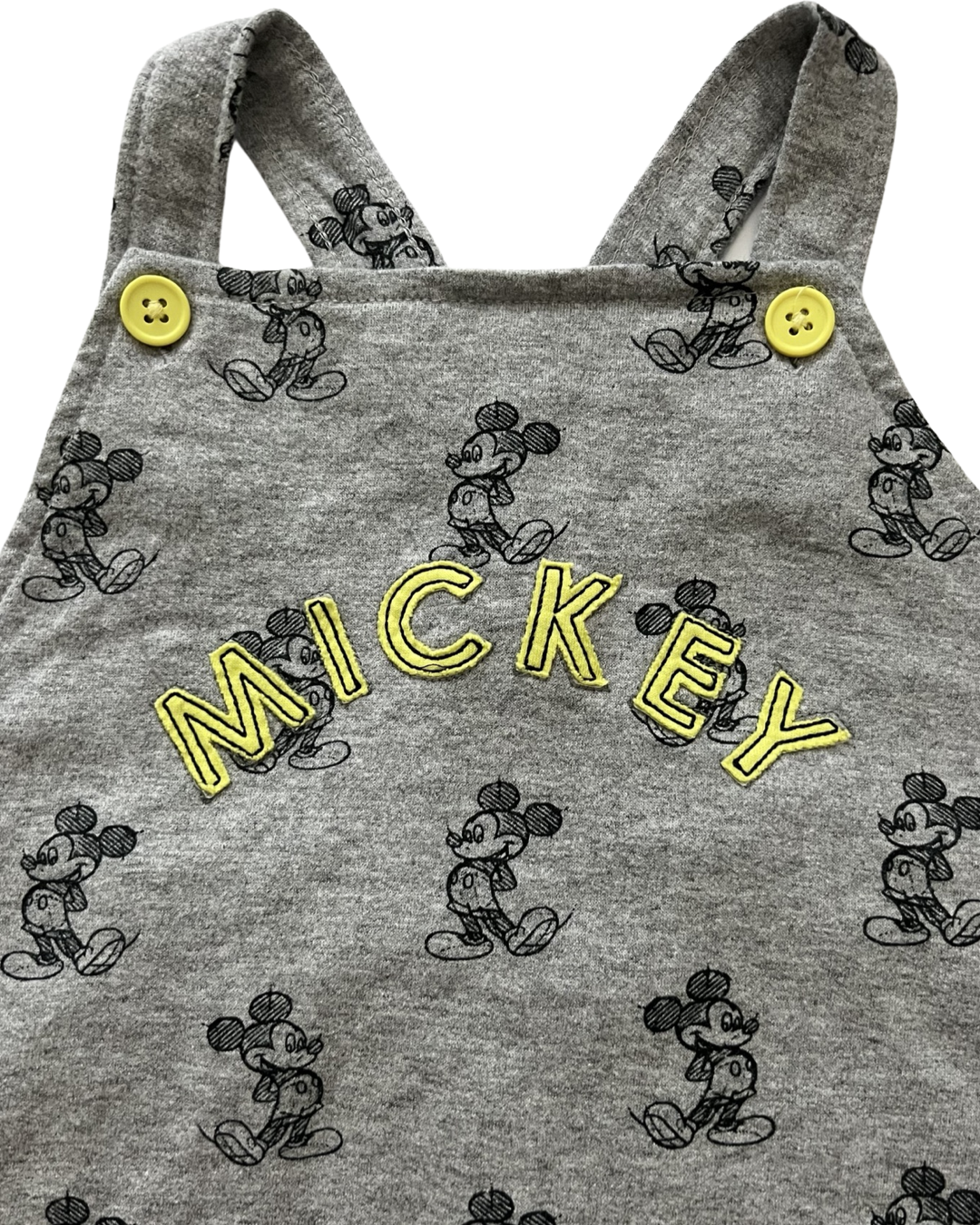 24M Baby Boy DISNEY Baby Gray Mickey Mouse Romper