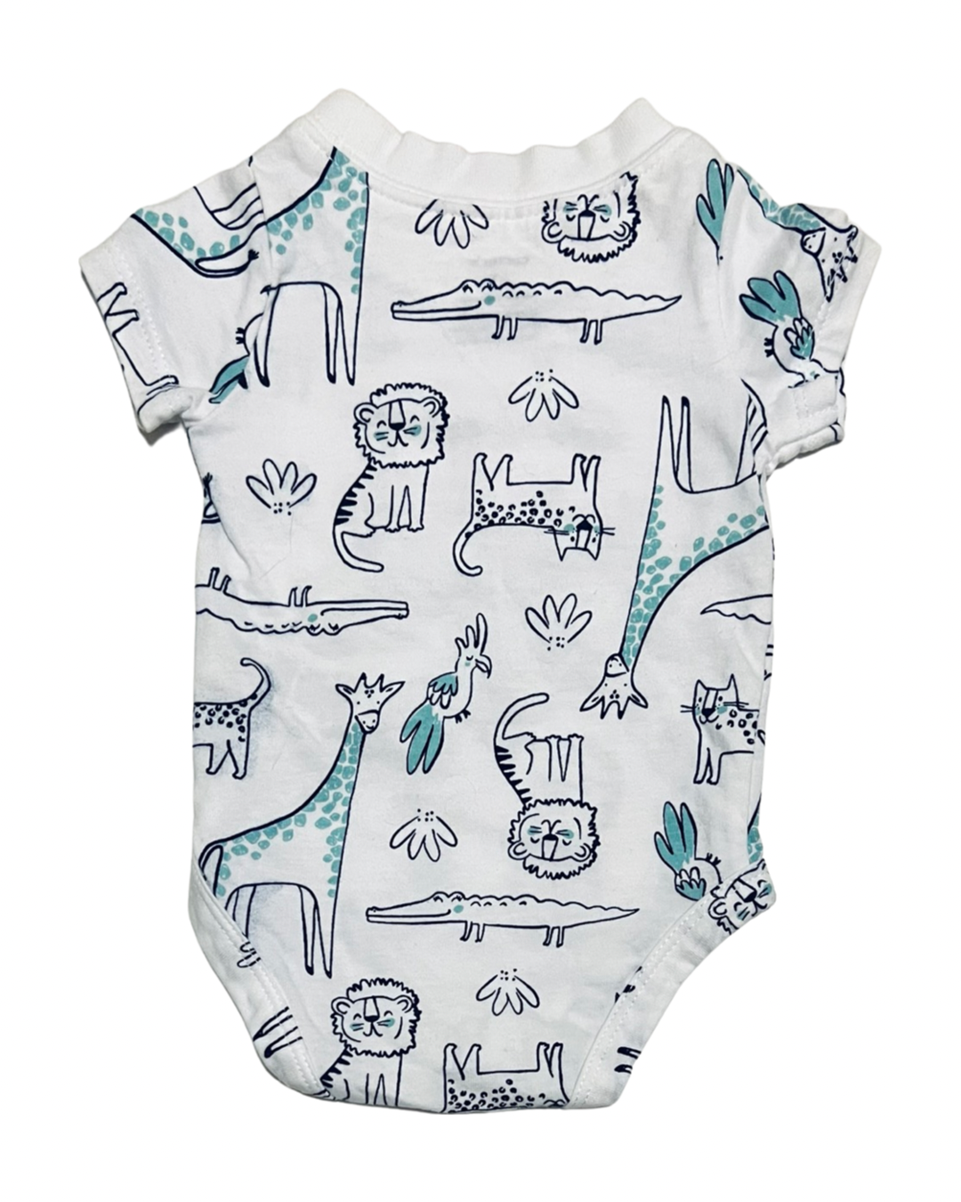 Newborn Baby Boy White Carters Wild Animal Onesie