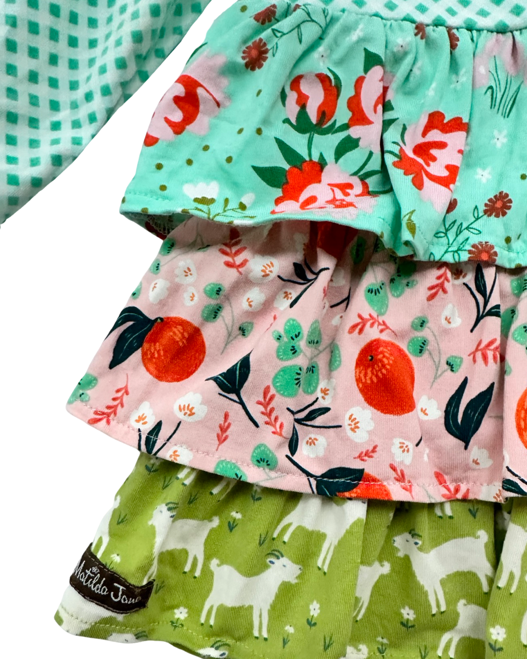 6-12M Baby Girl Matilda Jane x Joanna Gaines Teal Floral Seedling Dress w/ Bloomers
