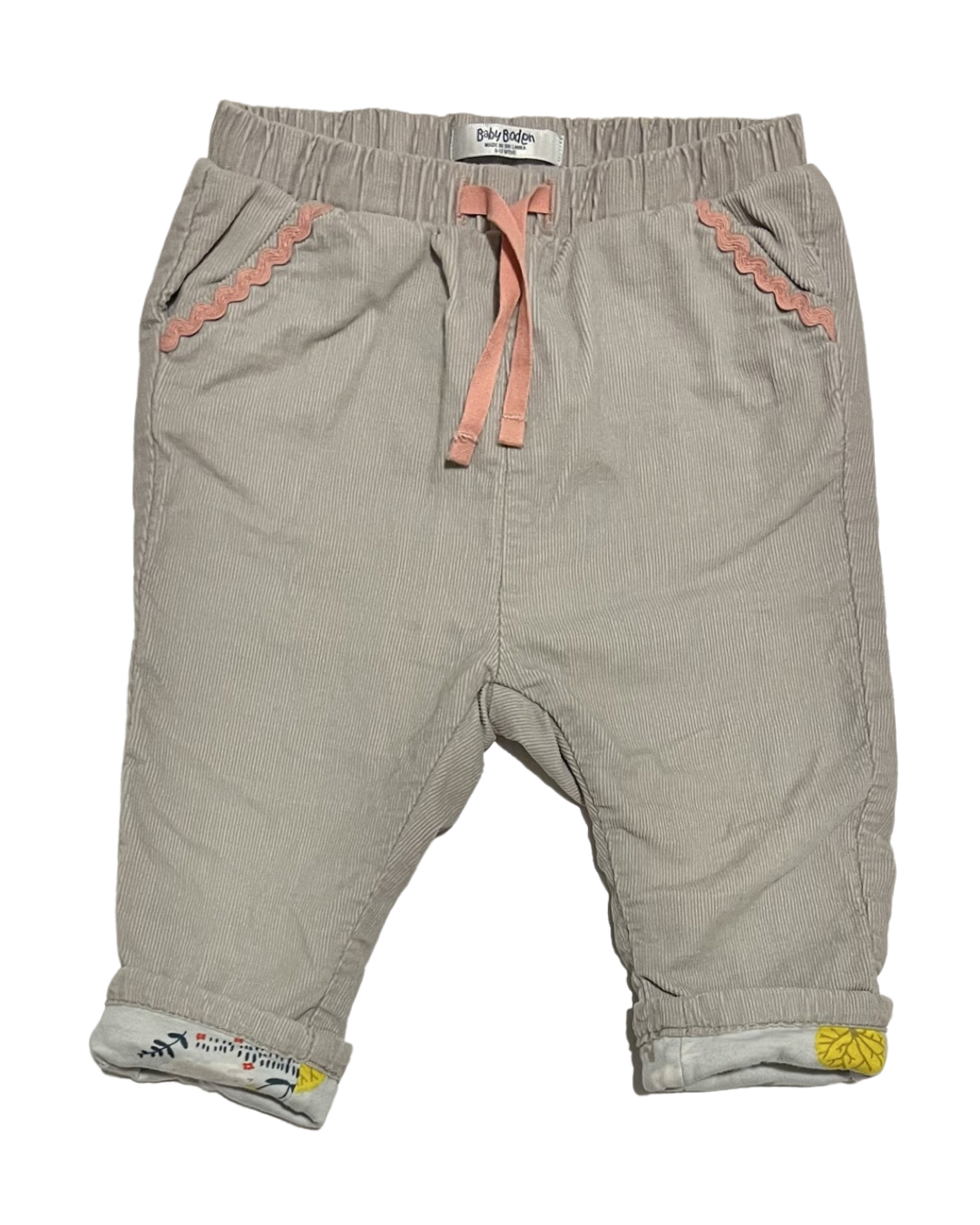 6-12M Baby Girl Baby Boden Gray Corduroy Pants