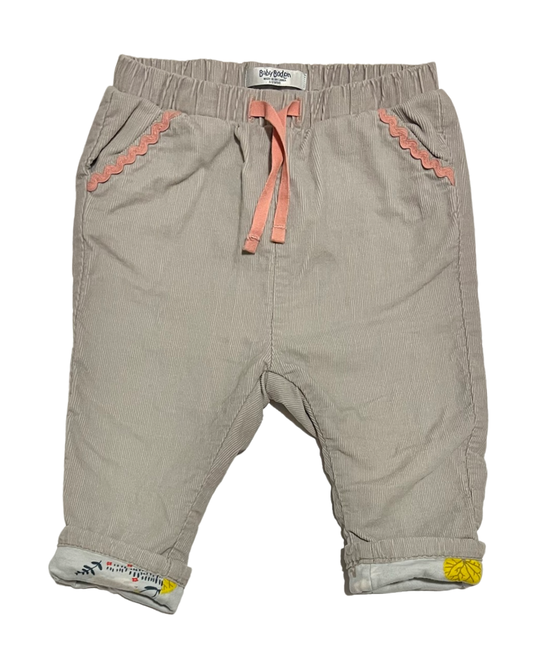 6-12M Baby Girl Baby Boden Gray Corduroy Pants