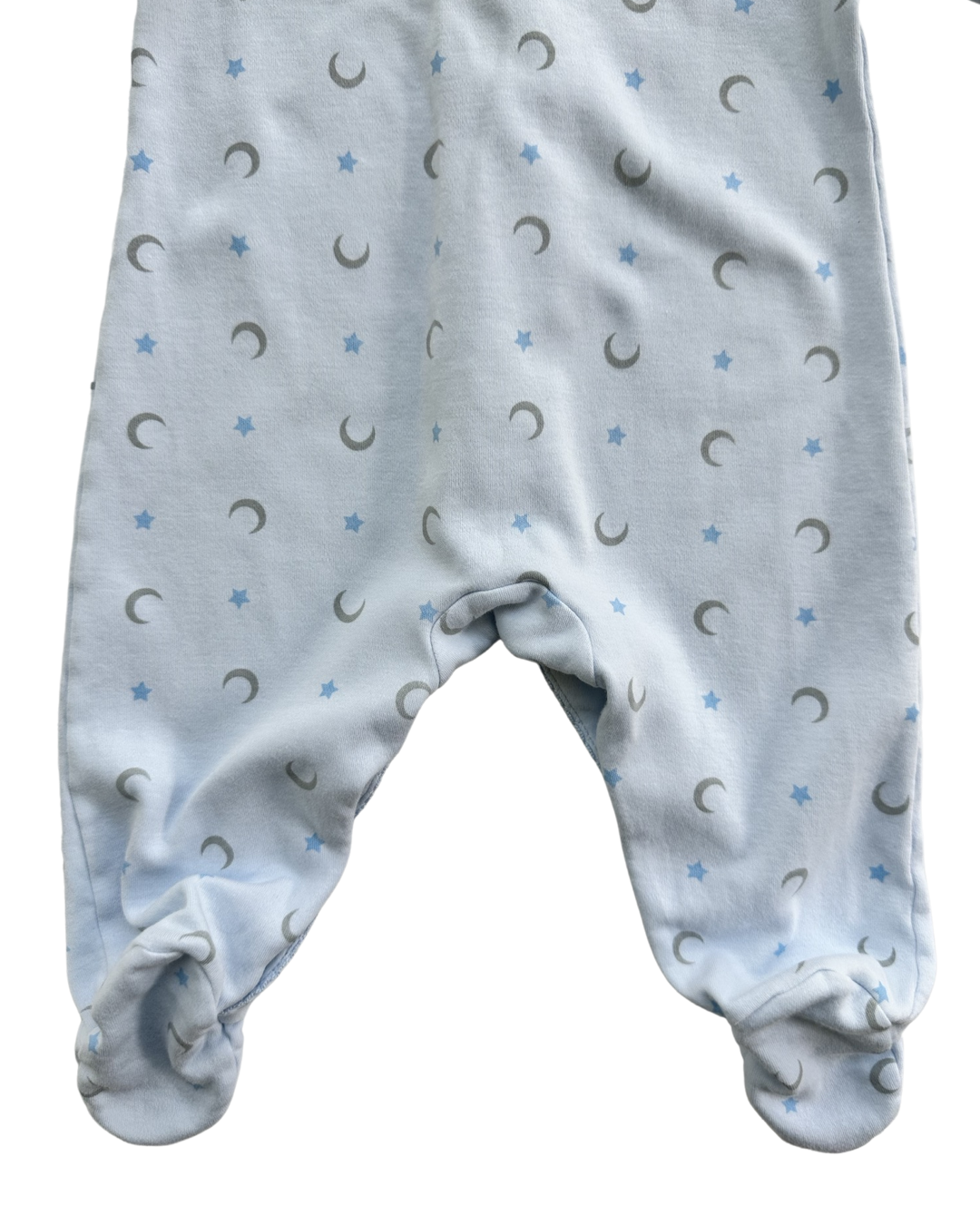 0-3M Baby Boy Light Blue Moon & Stars Lyda Baby Boutique Sleeper