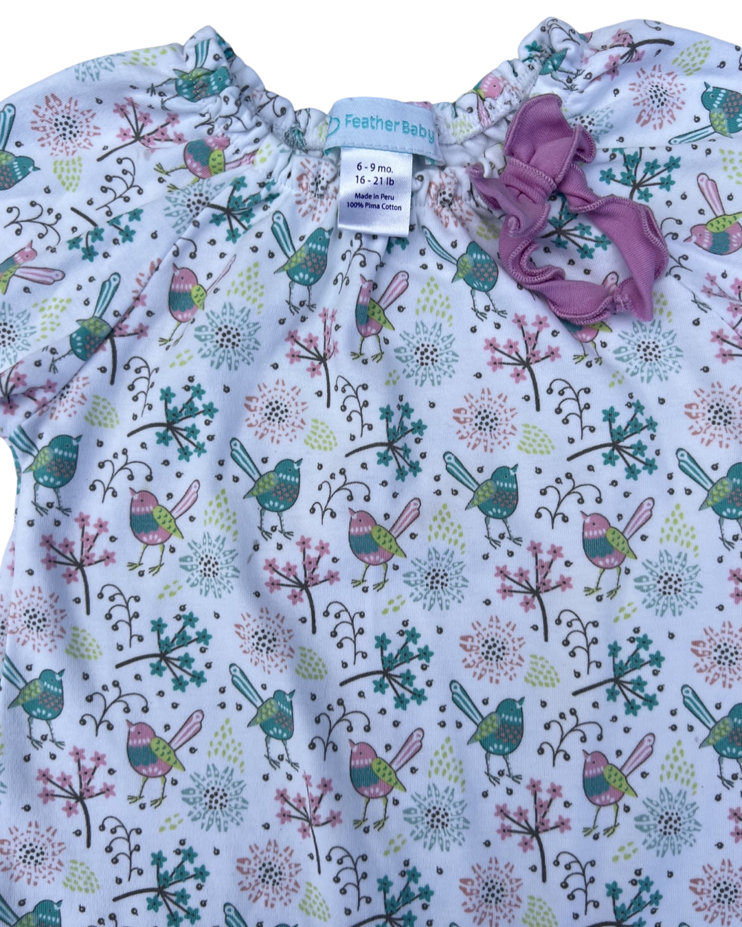 6-9M Baby Girl Feather Baby Boutique Bird Romper