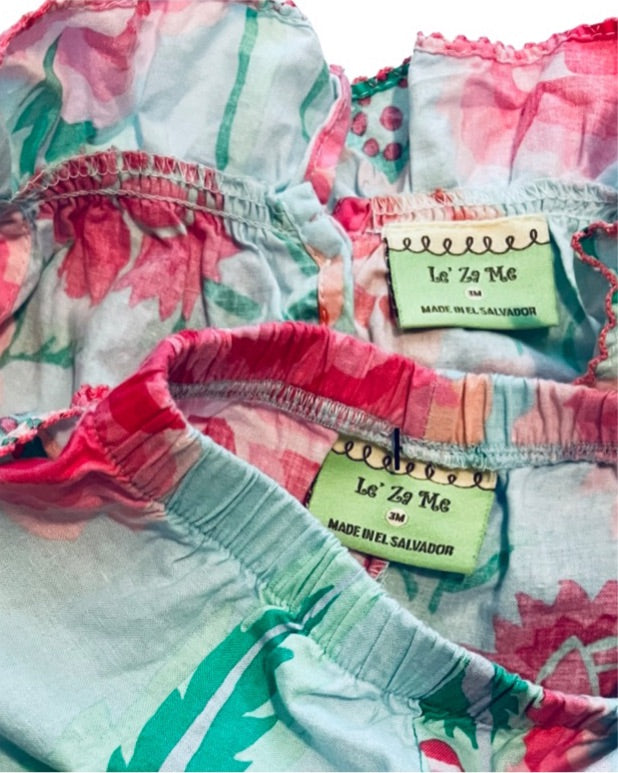 3M Baby Girl Boutique Le’ Za Me Floral Top Bubble Shorts Outfit