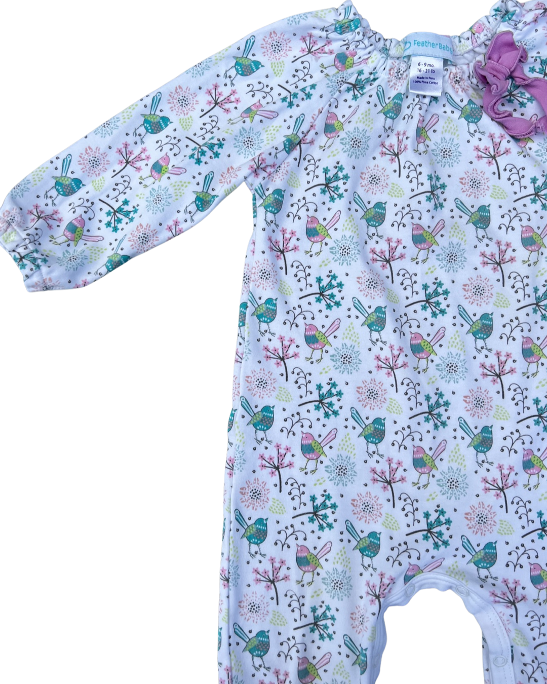6-9M Baby Girl Feather Baby Boutique Bird Romper