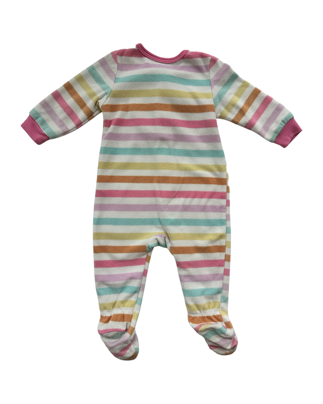 9M Baby Girl Absorba Heart Striped Fleece Sleeper PJs