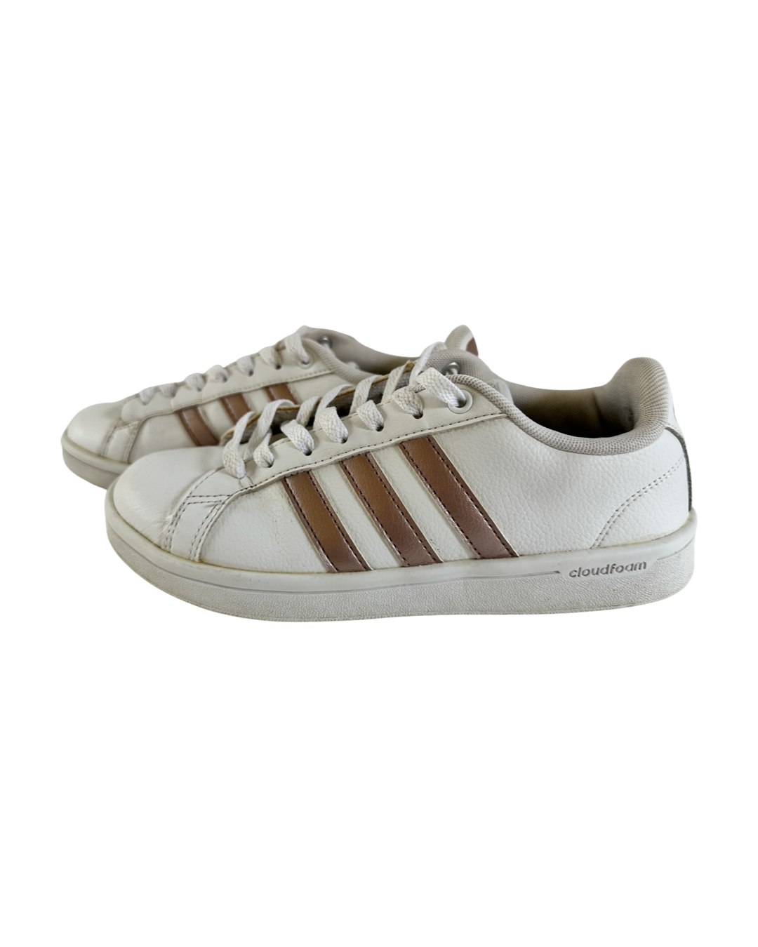 Women’s Size 6 Adidas White / Rose Gold Cloudfoam Sneakers Shoes