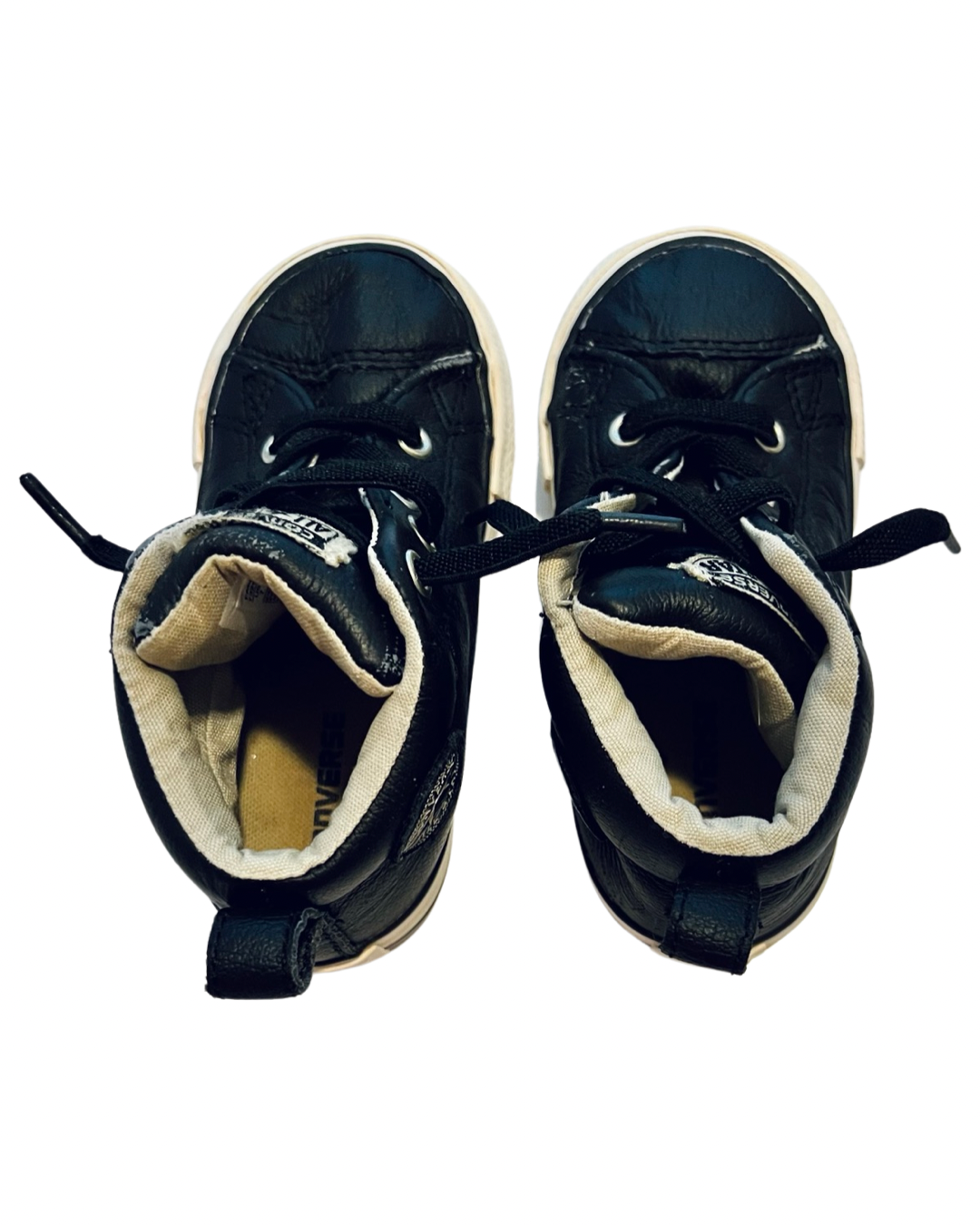 7C Toddler Boy Black Leather All Star Converse Chucks