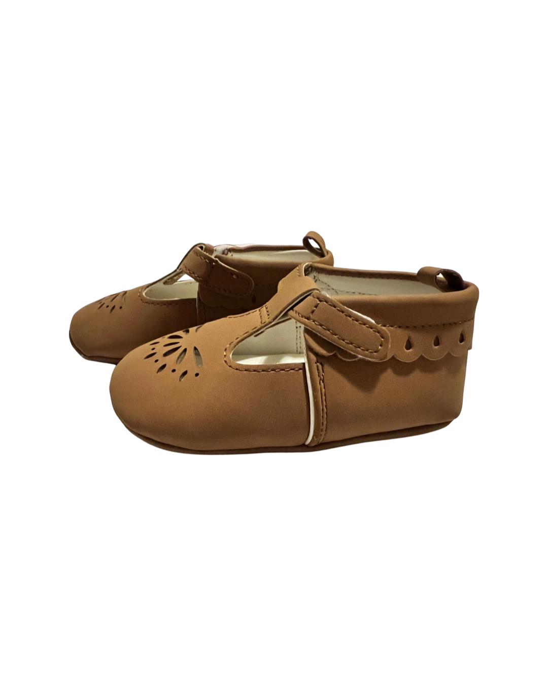 9M-12M Baby Girl Soft Sole Brown T-Strap Shoes