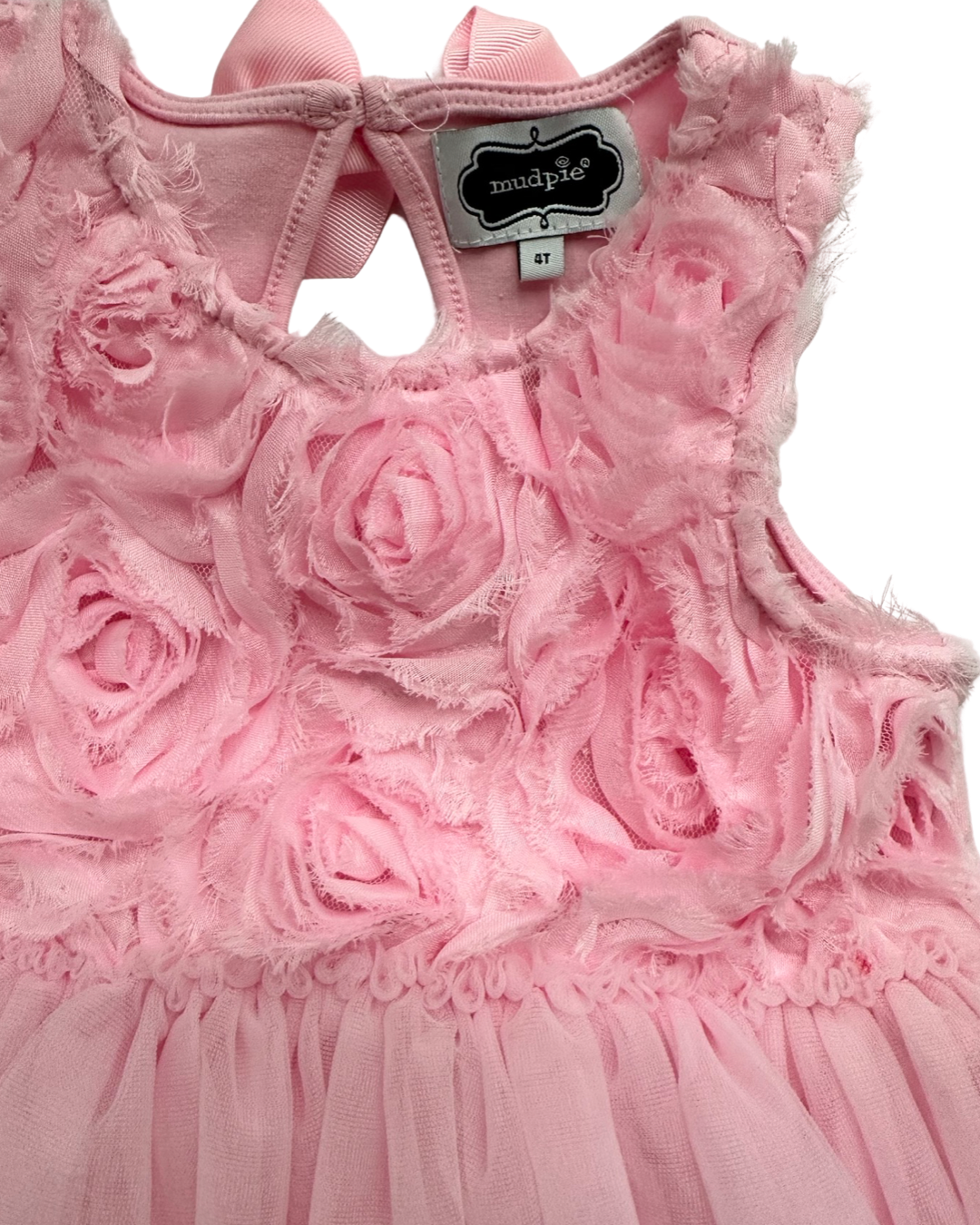 4T Toddler Girl MudPie Pink Tutu Fancy Rosette Dress