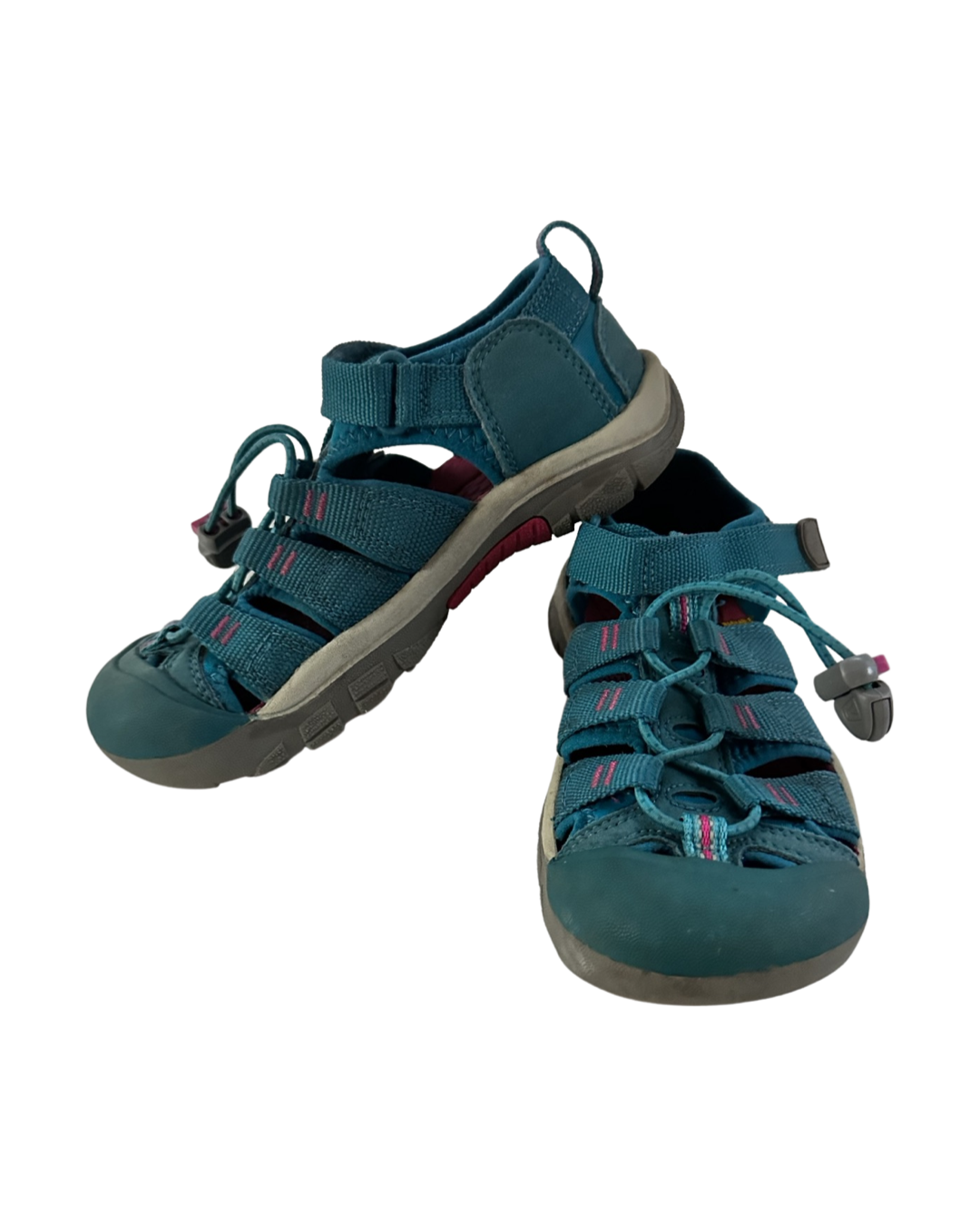Youth Girls Size 1 Teal / Pink Keens