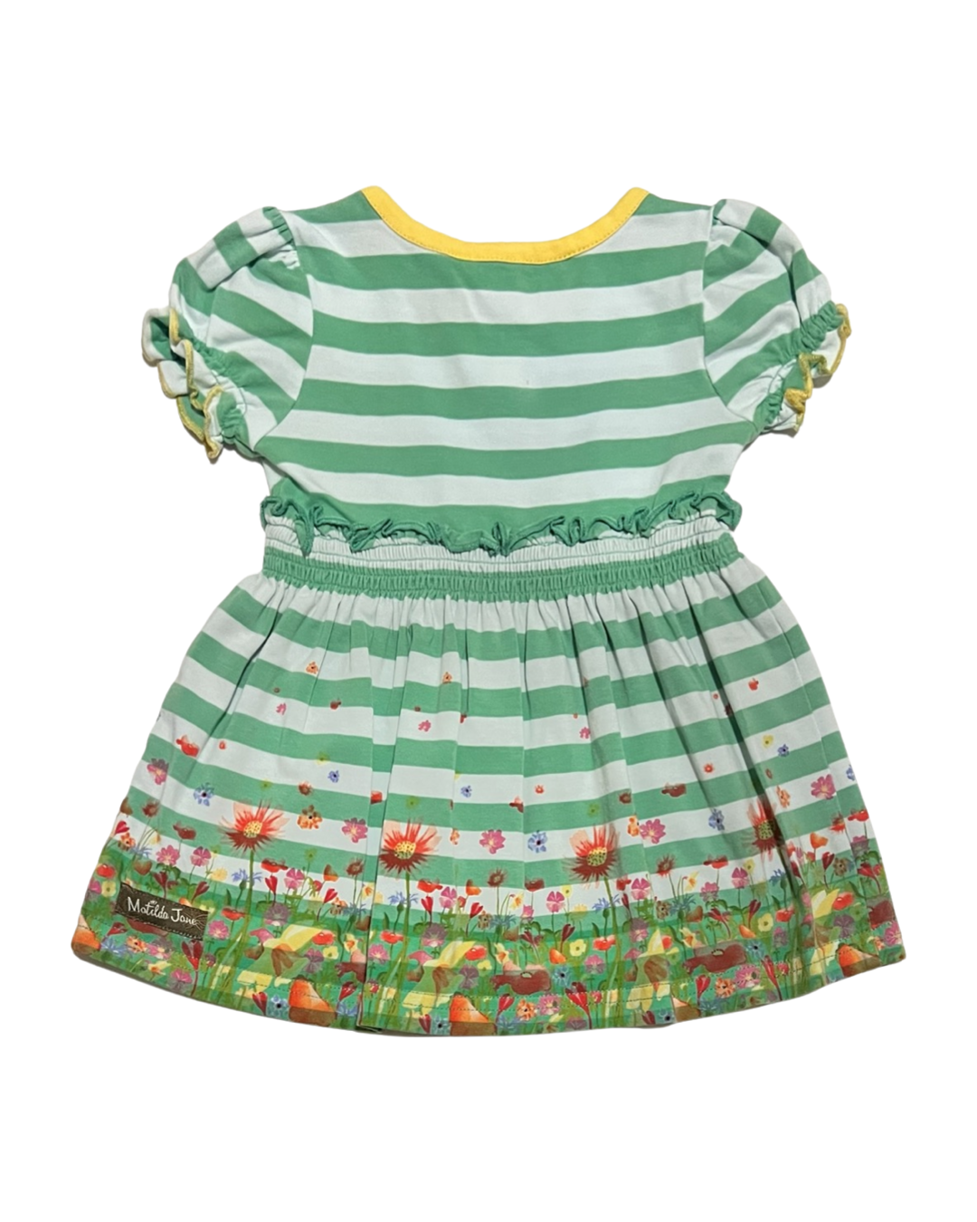 3-6M Baby Girl Matilda Jane Green / Aqua Striped Floral Dress