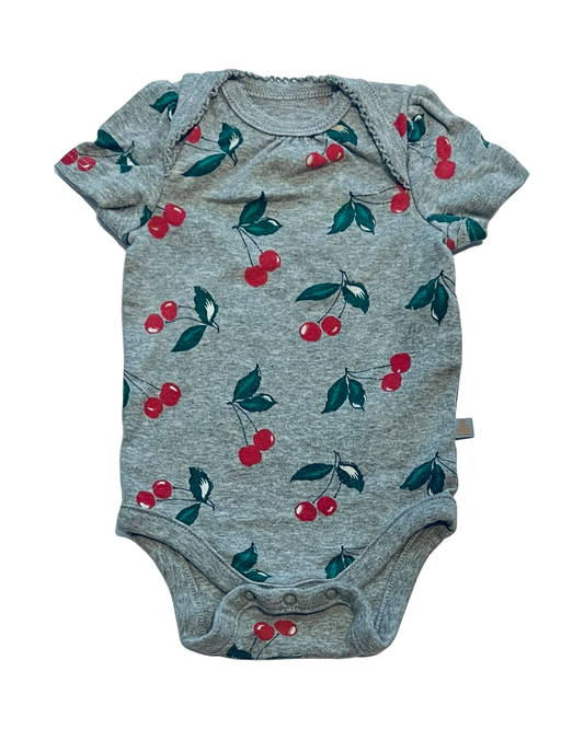 0-3M Baby Girl Baby Gap Grey Cherry Onesie