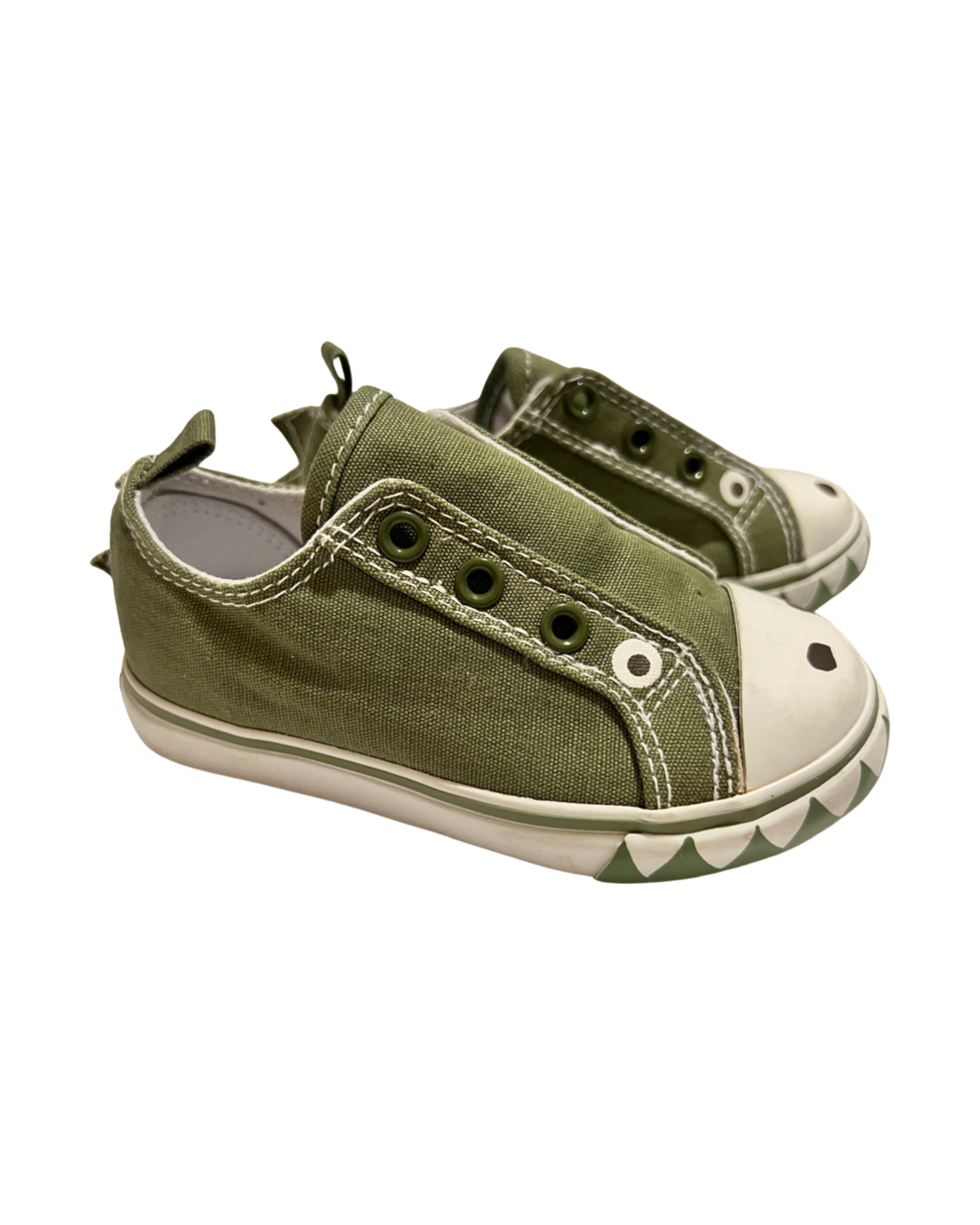 7C Toddler Boy Green Gymboree Dinosaur Canvas Shoes