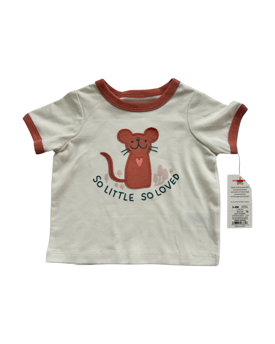 3-6M Baby Girl Cat & Jack So Little Mouse Outfit Shorts & Top