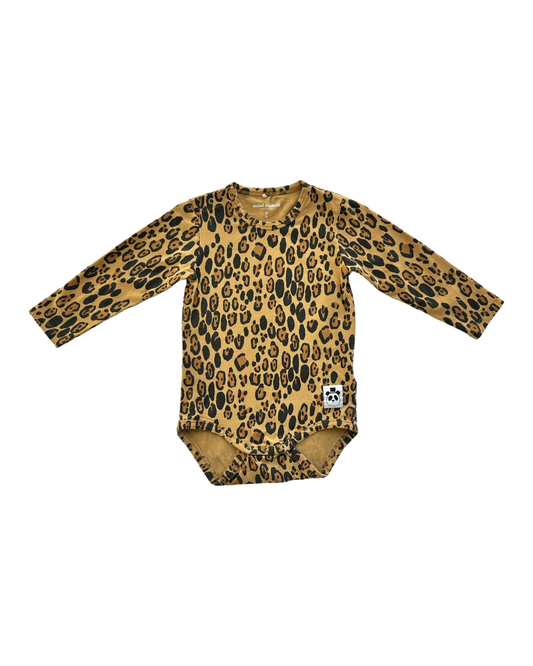 12M-18M Baby Girl Mini Rodini Organic Leopard Long Sleeve Onesie