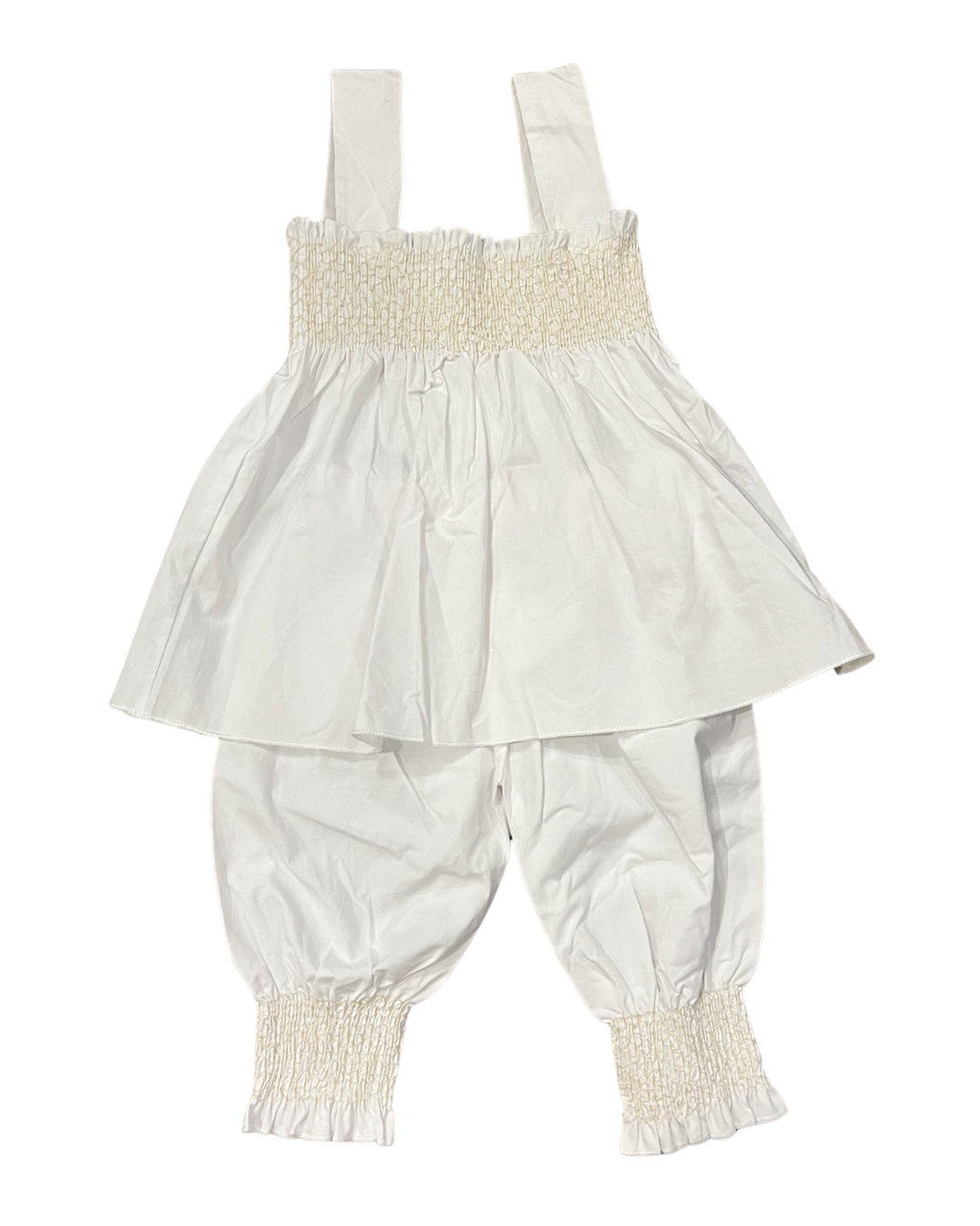 12M-18M Baby Girl White Smocked 2pc Set