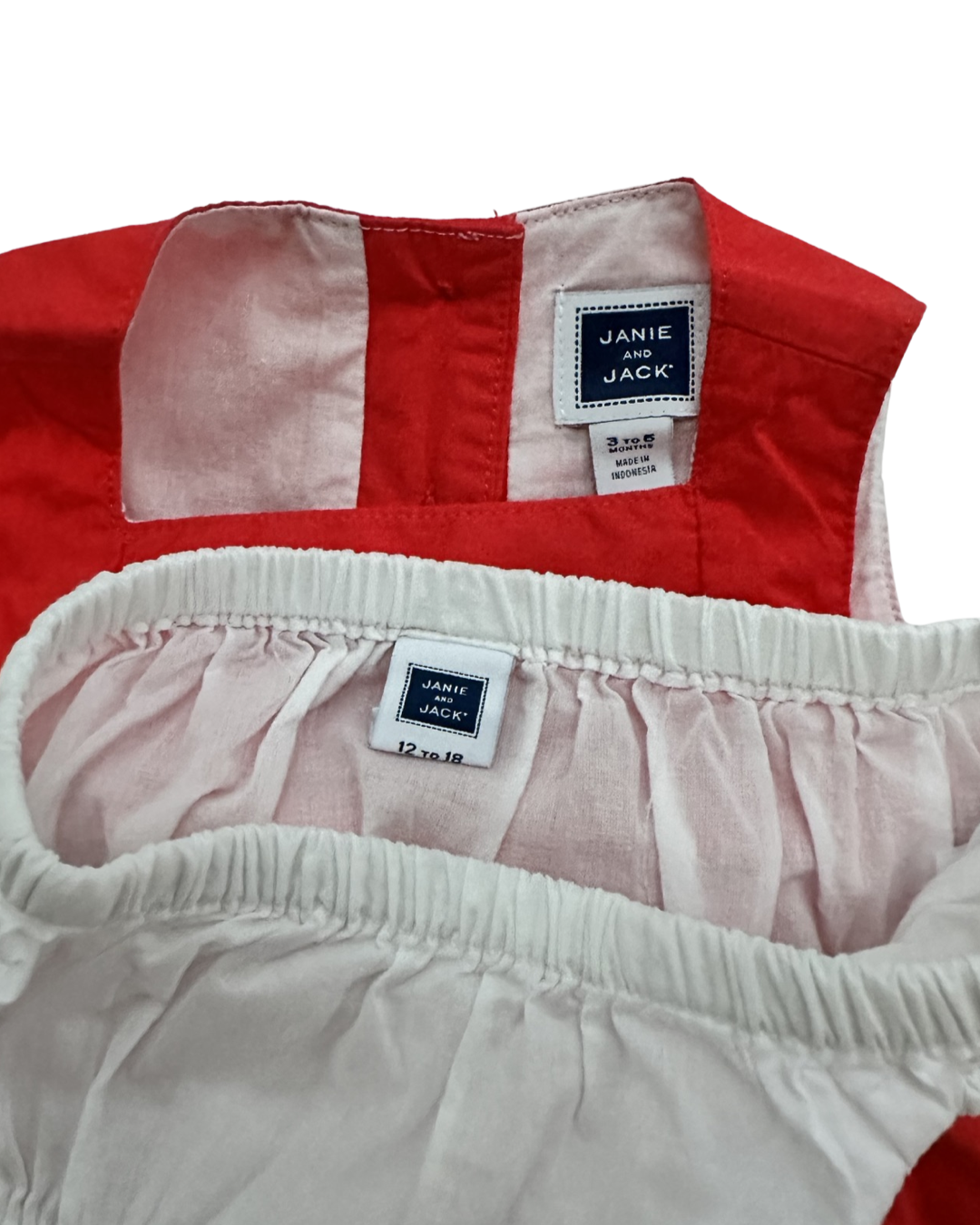 3-6M Baby Girl Janie & Jack Red / Pink / White Dress w/ Bloomers