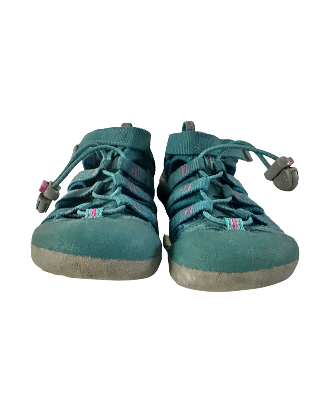 Youth Girls Size 1 Teal / Pink Keens