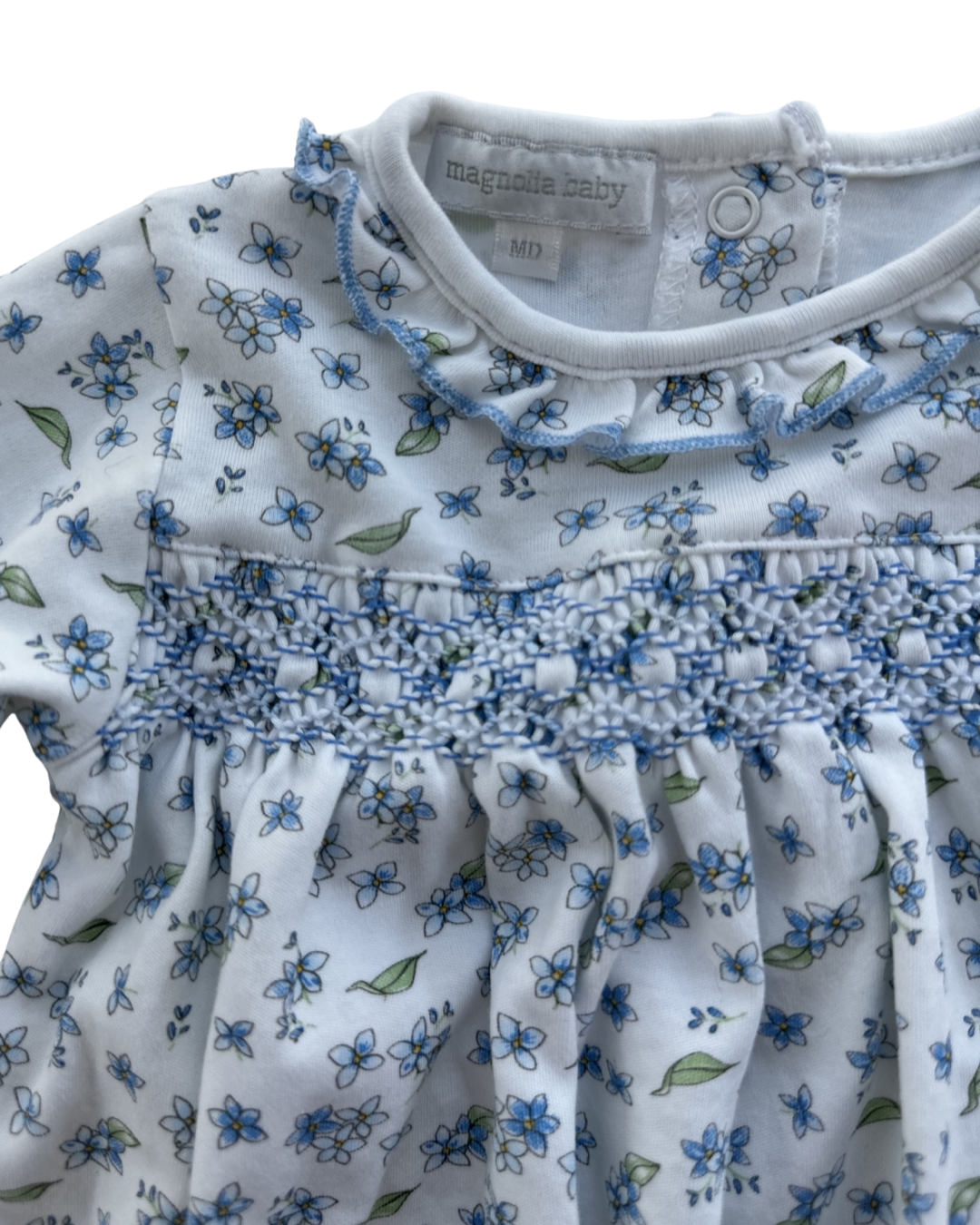 0-6M Baby Girl Magnolia Baby Smocked Sleeper Gown