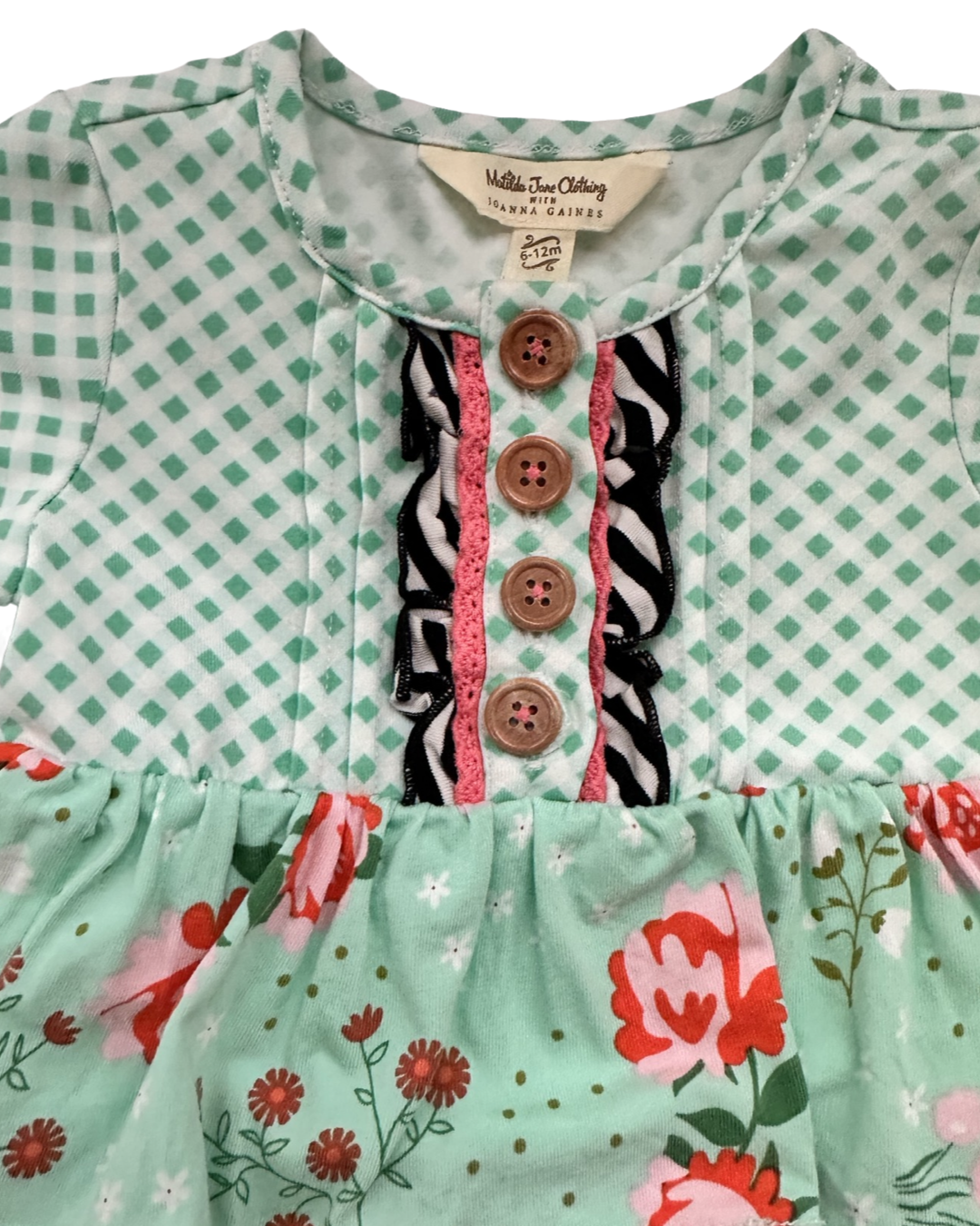 6-12M Baby Girl Matilda Jane x Joanna Gaines Teal Floral Seedling Dress w/ Bloomers