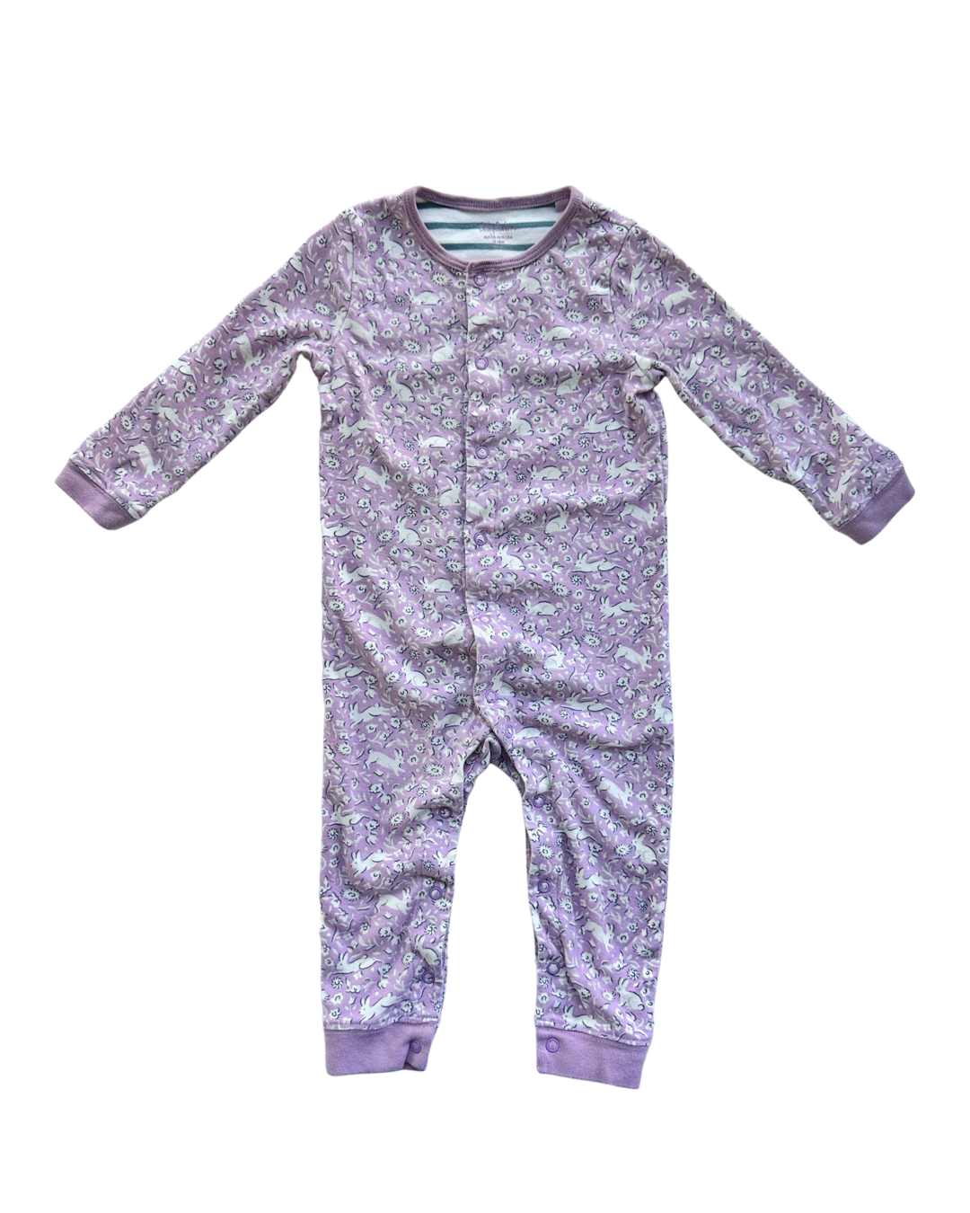 12M-18M Baby Girl Mini Boden Purple Bunny Rabbit Sleeper