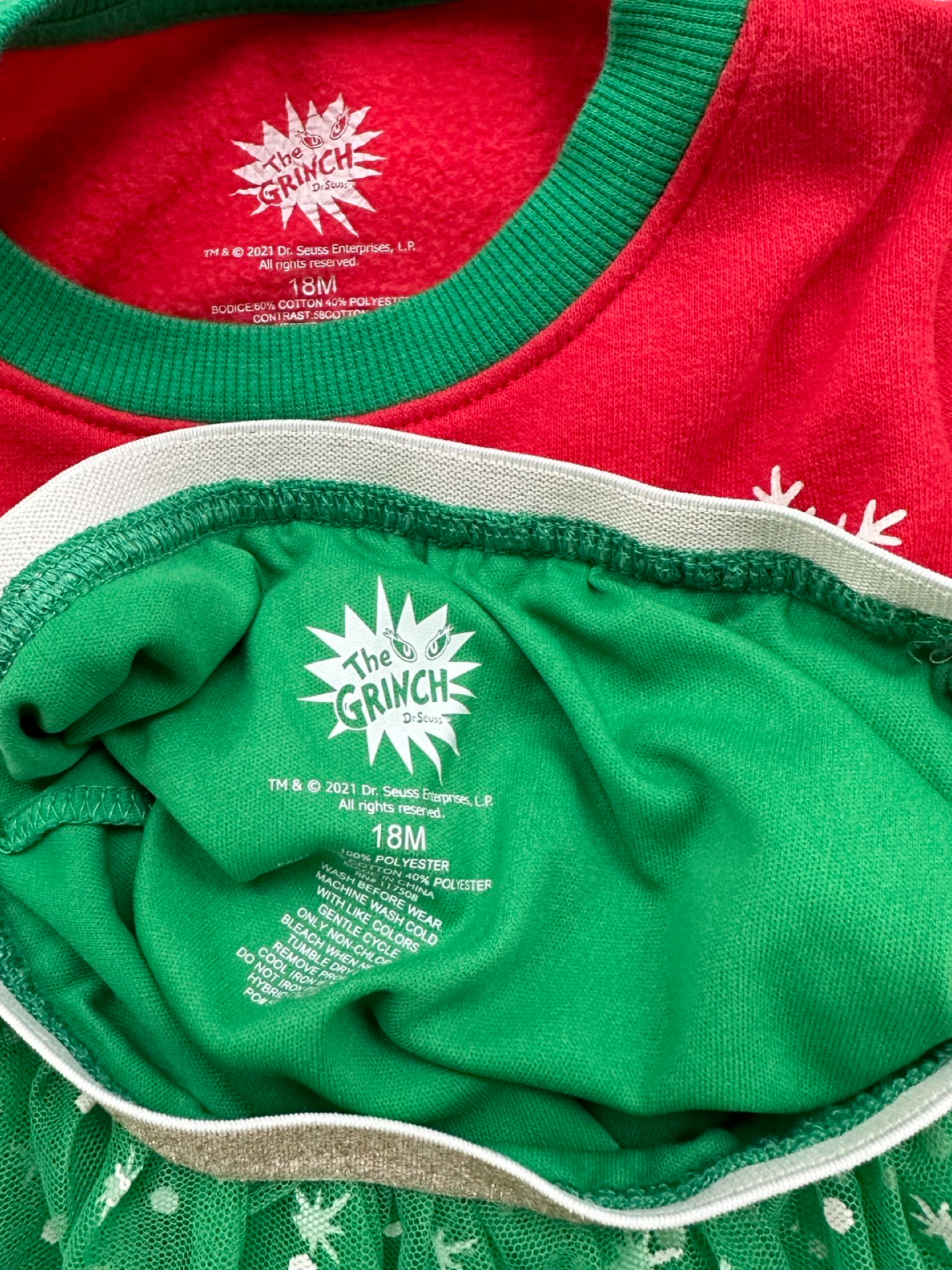 18M Baby Girl Grinch Christmas Skirt & Top