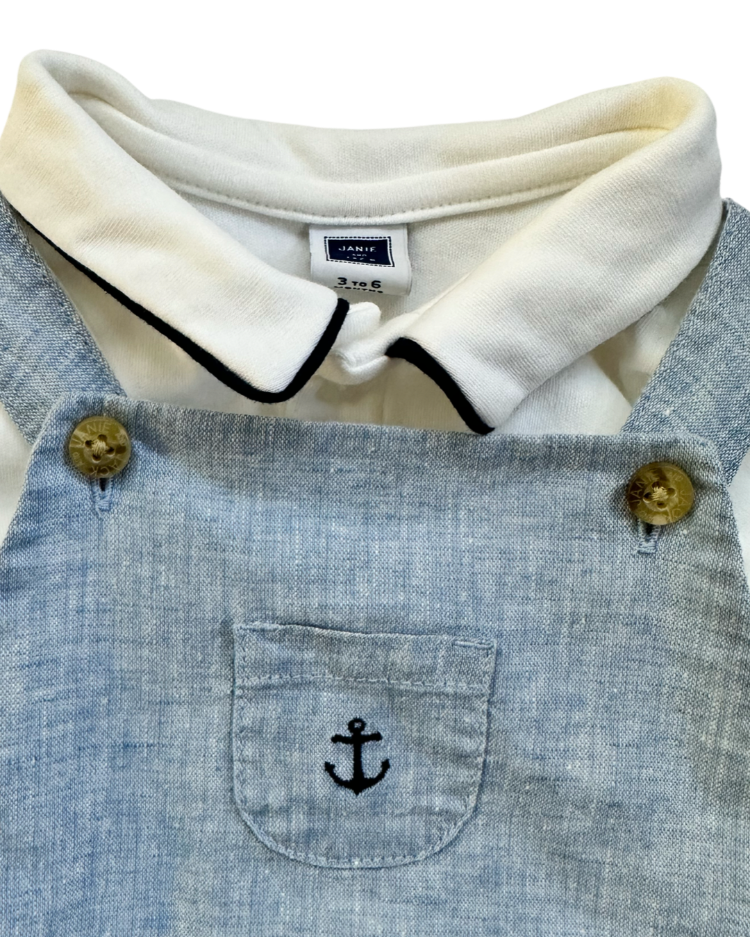 3-6M Baby Boy Janie & Jack 3pc Chambray Bubble Romper Set
