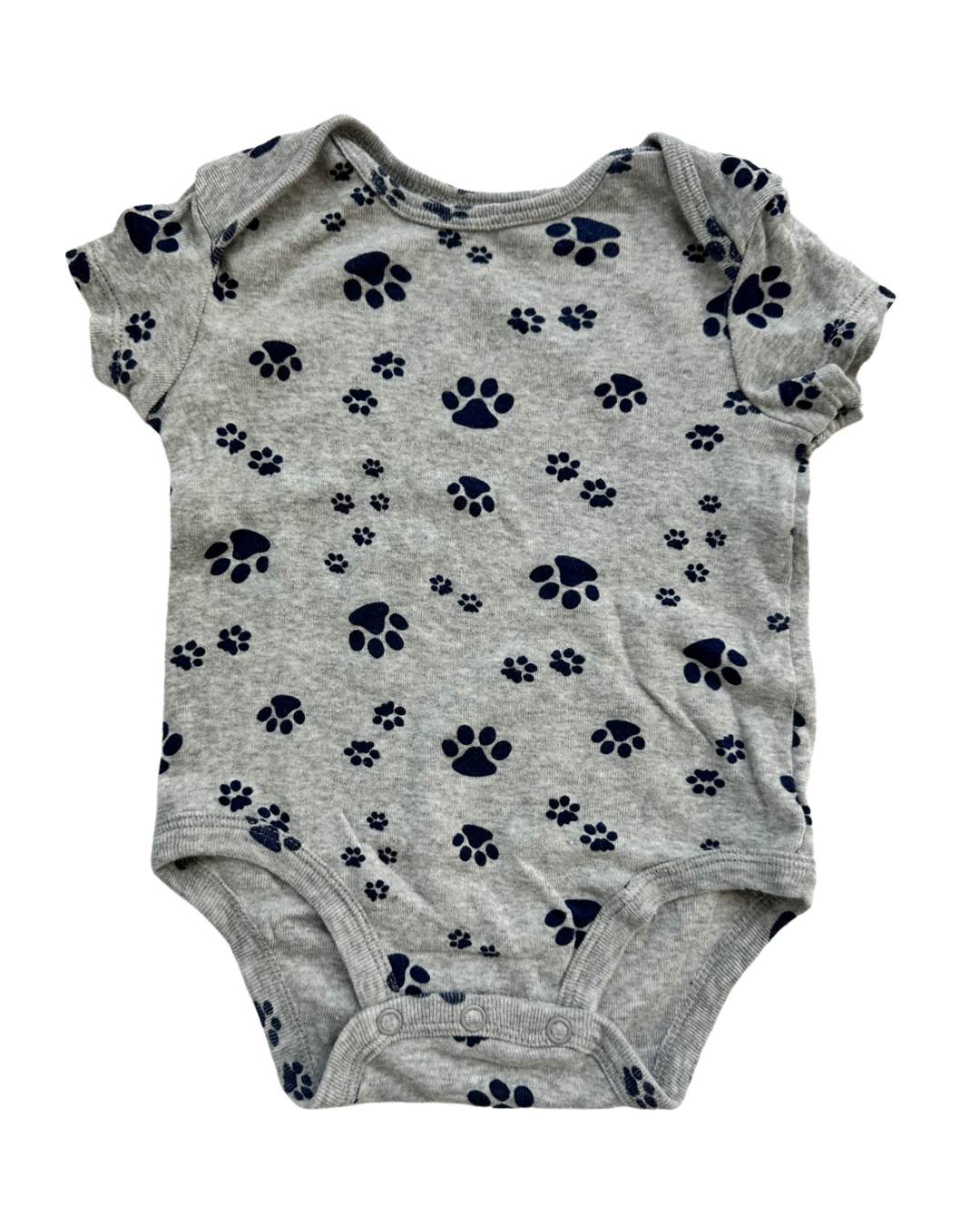 6M Baby Boy Carters Navy Gray Paw Print Onesie & Coordinating Navy Striped Jogger Pants