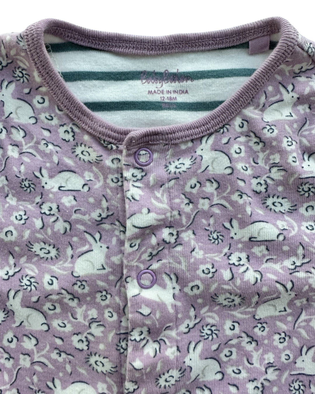12M-18M Baby Girl Mini Boden Purple Bunny Rabbit Sleeper