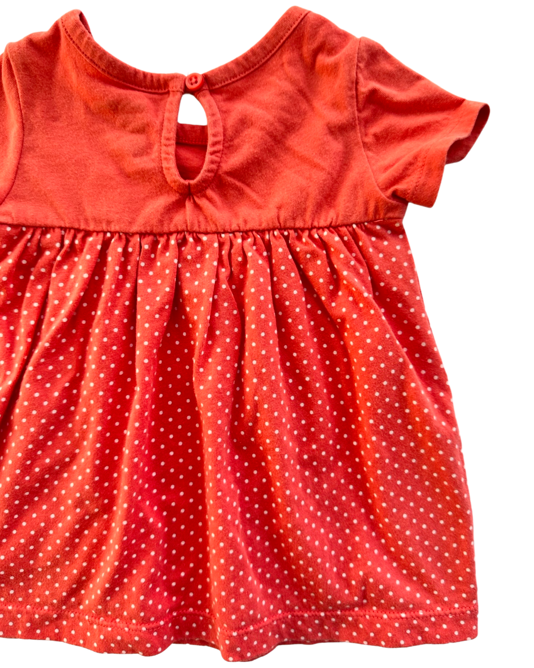 0-3M Baby Girl Baby Gap Coral / White Polka Dot Dress