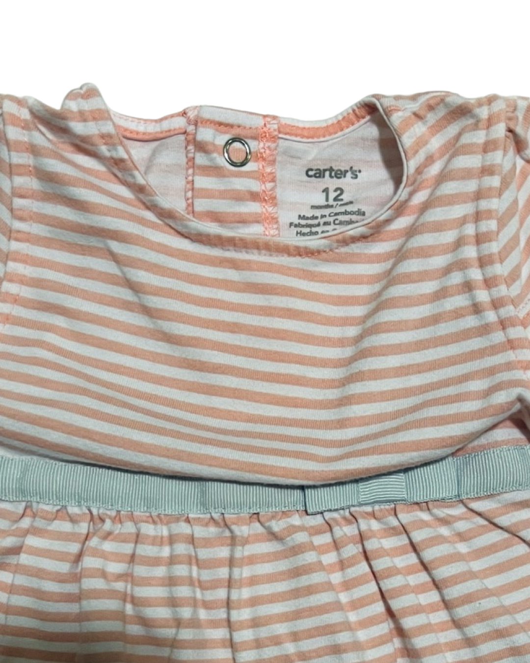 12M Baby Girl Carters Coral Pink Striped Dress