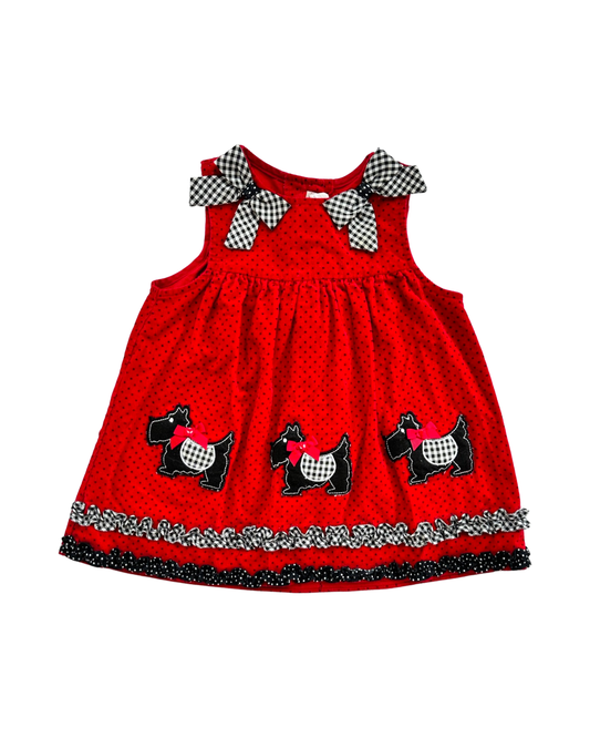 24M Baby Girl Rare Too! Red Corduroy Scottie Dog Dress