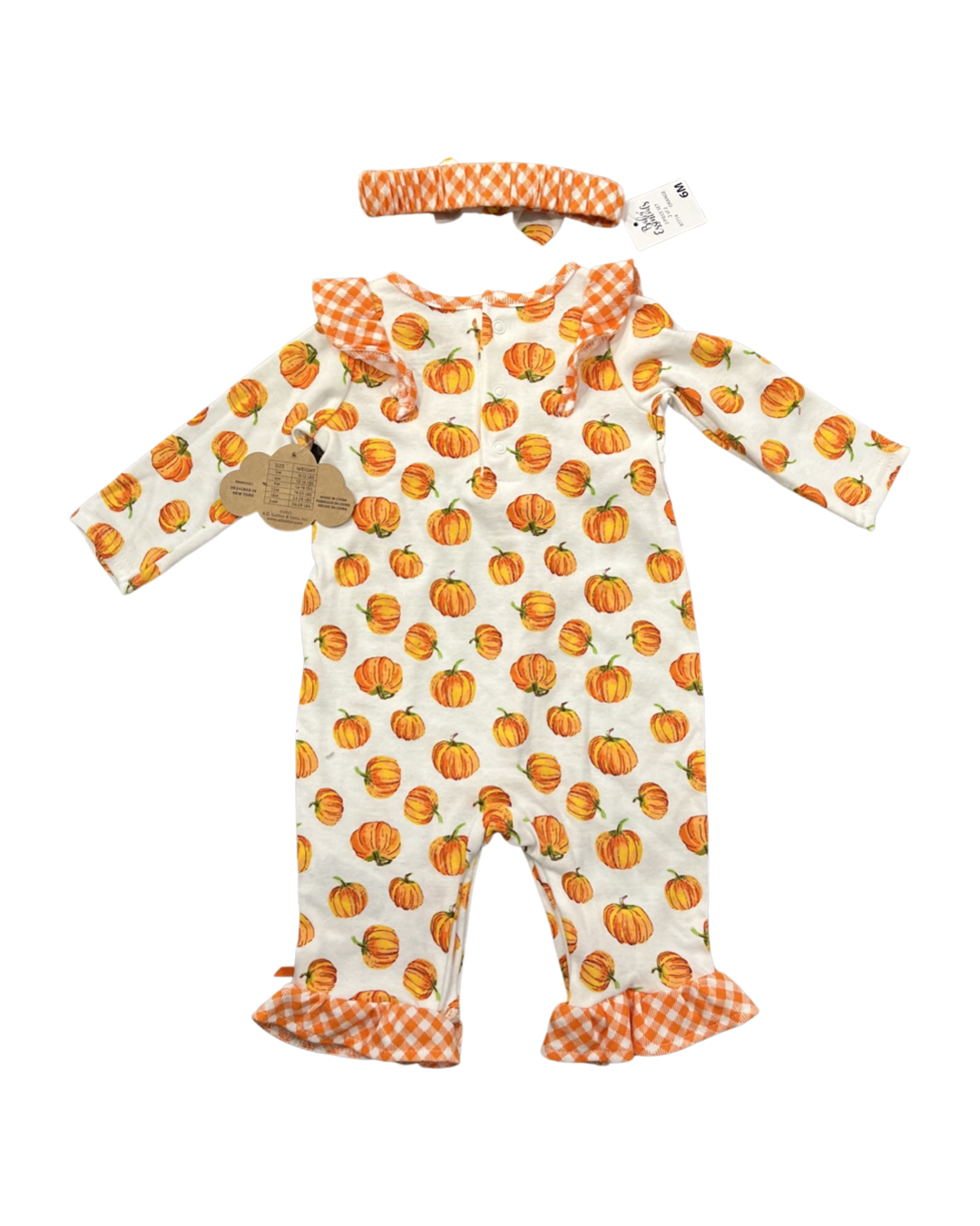 6M Baby Girl Baby Essentials Pumpkin Romper & Headband
