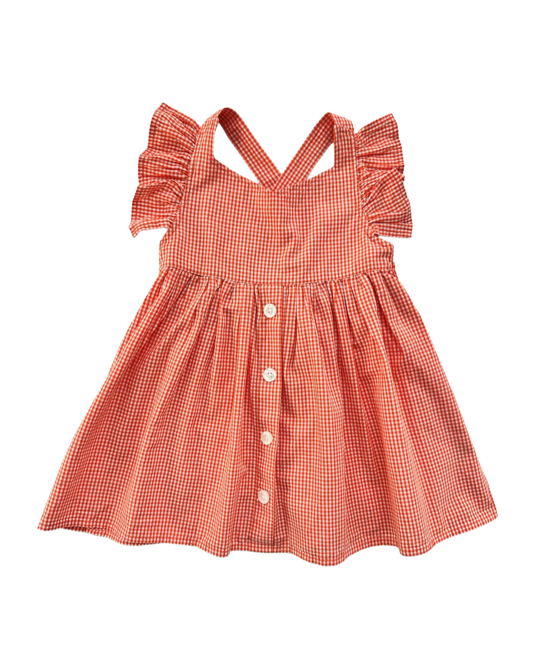 2T Toddler Girl Orange and White Gingham Garb Dress