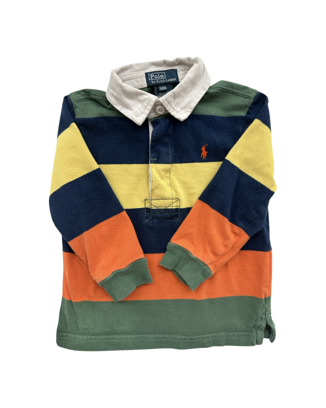 24M Baby Boy Ralph Lauren Striped Rugby Long Sleeve Shirt